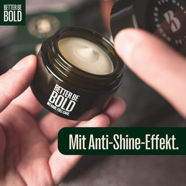 NO HAIR. FULL CARE. BALD CREAM. Glatzenpflege BetterBeBold