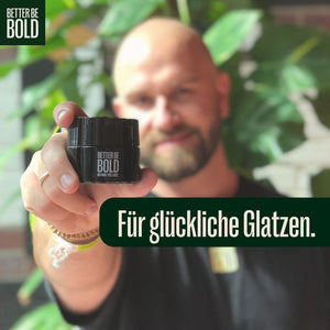 NO HAIR. FULL CARE. BALD CREAM. Glatzenpflege BetterBeBold