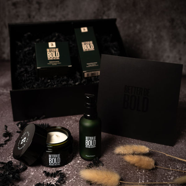 Geschenkbox für glückliche Glatzen Glatzenpflege BetterBeBold   