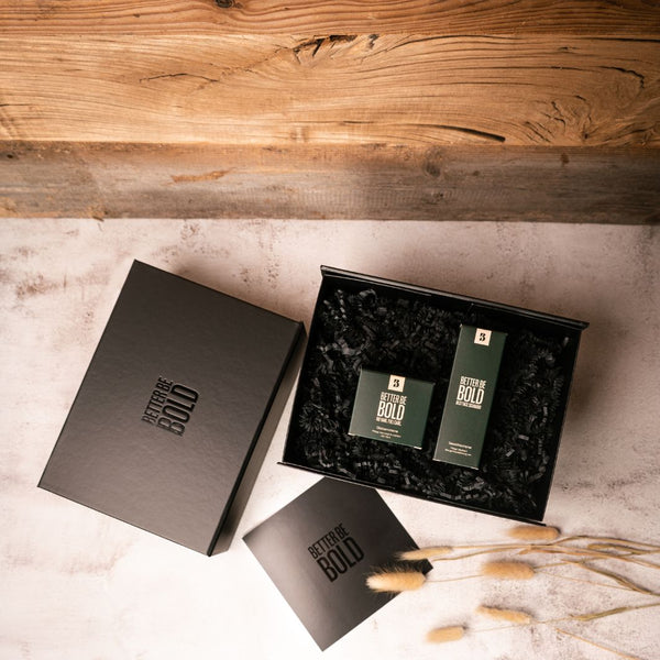 Geschenkbox für glückliche Glatzen Glatzenpflege BetterBeBold   