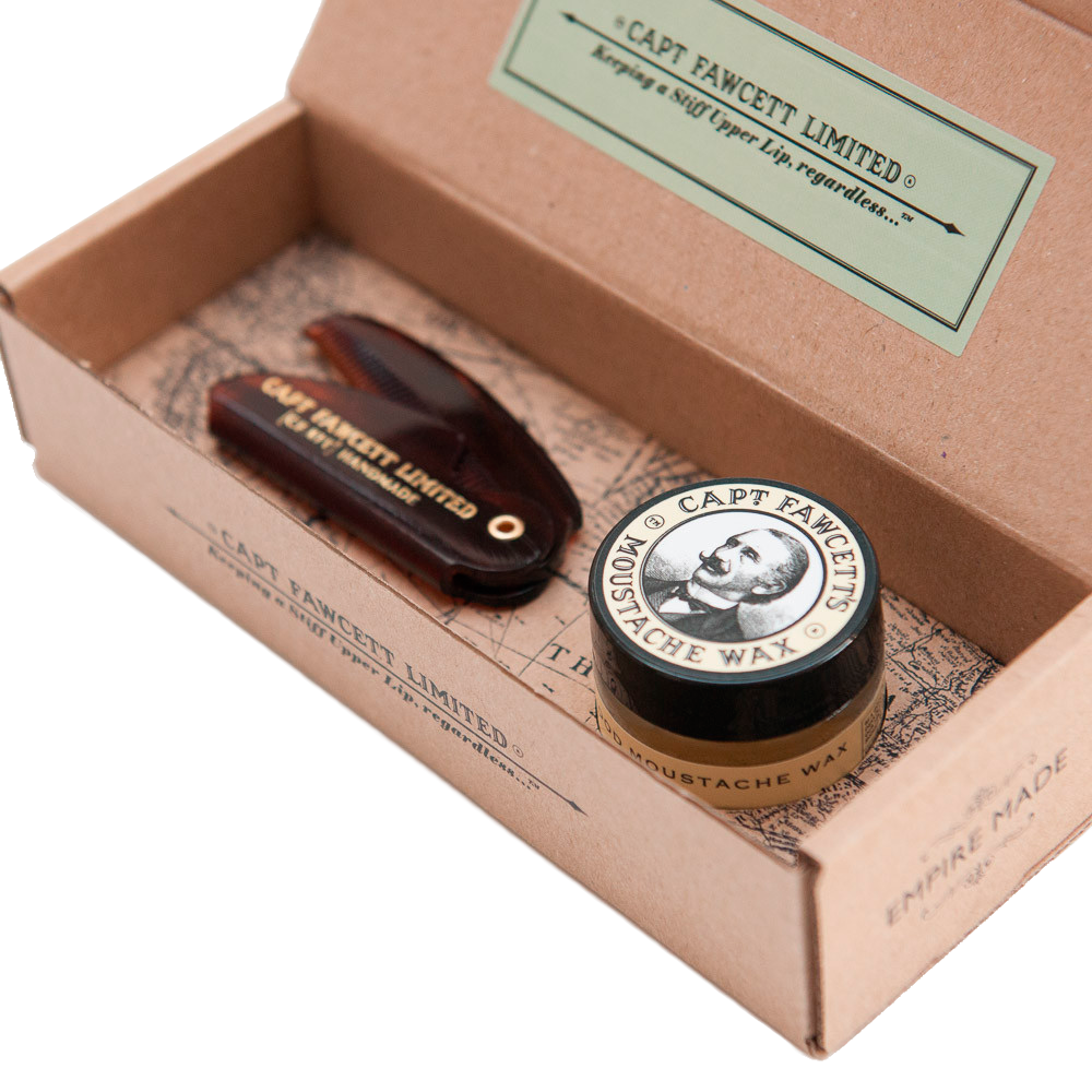 Schnurrbart Wachs und Kamm Bartpflege Set Captain Fawcett
